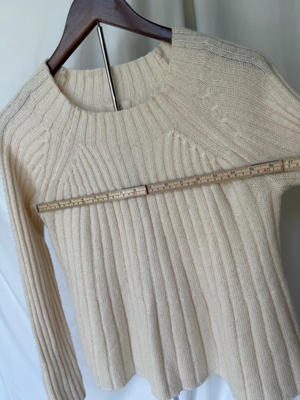 Ivory Ribbed Crewneck Sweater - Picture 3 of 6